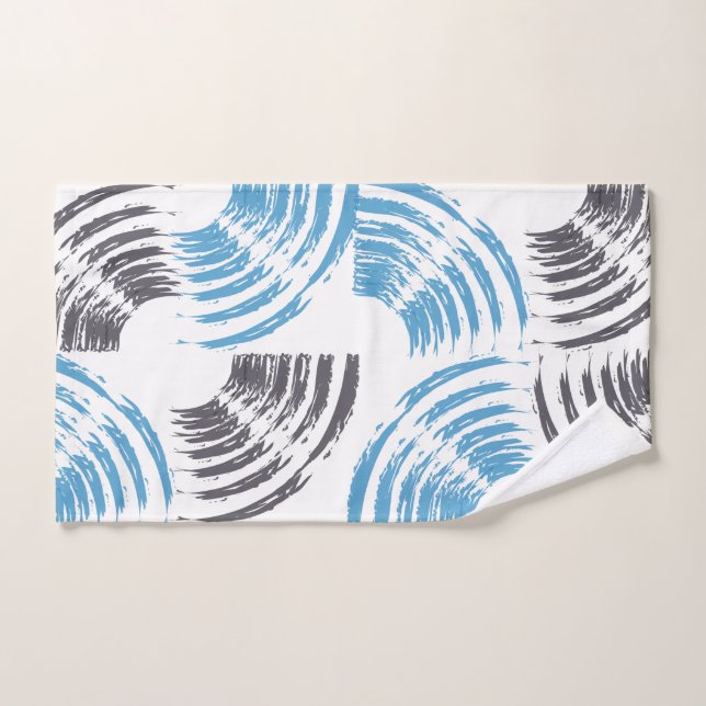 Modern, cool, trendy blue abstract brush strokes hand towel (Hand Towel)