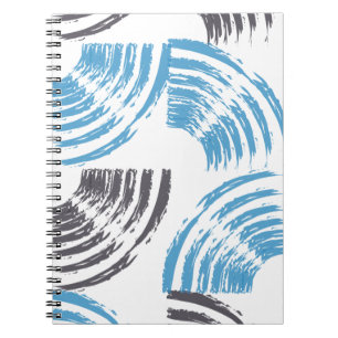 Modern, cool, trendy blue abstract brush strokes notebook