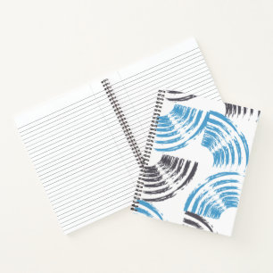 Modern, cool, trendy blue abstract brush strokes notebook