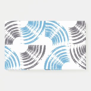 Modern, cool, trendy blue abstract brush strokes post-it notes