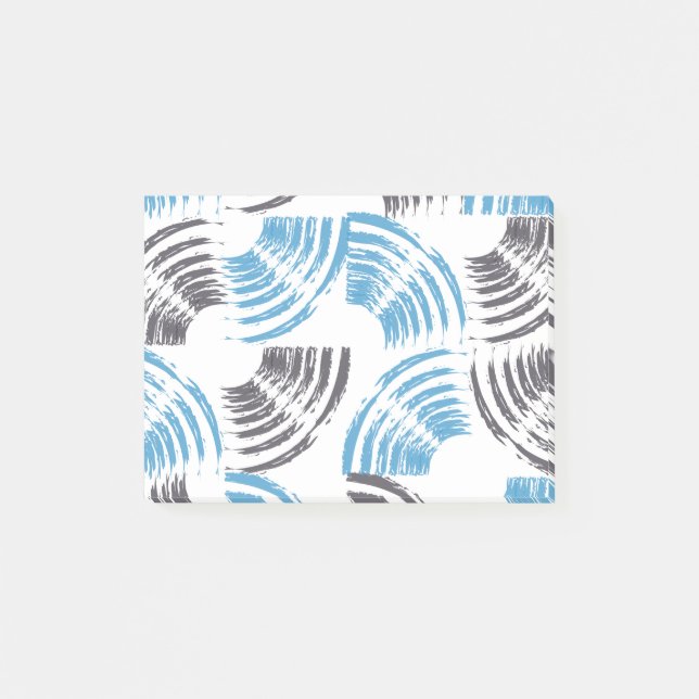 Modern, cool, trendy blue abstract brush strokes post-it notes (Front)
