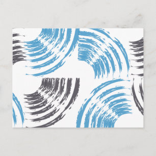 Modern, cool, trendy blue abstract brush strokes postcard