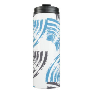 Modern, cool, trendy blue abstract brush strokes thermal tumbler