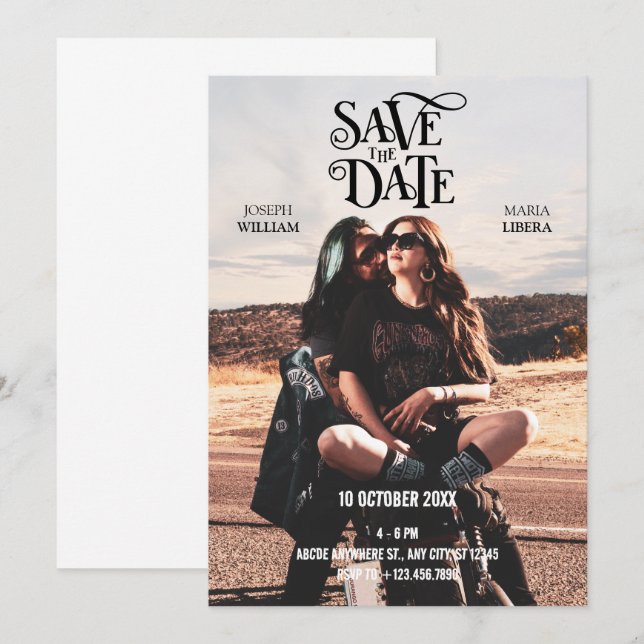 Modern Cool wedding photo  Save The Date (Front/Back)