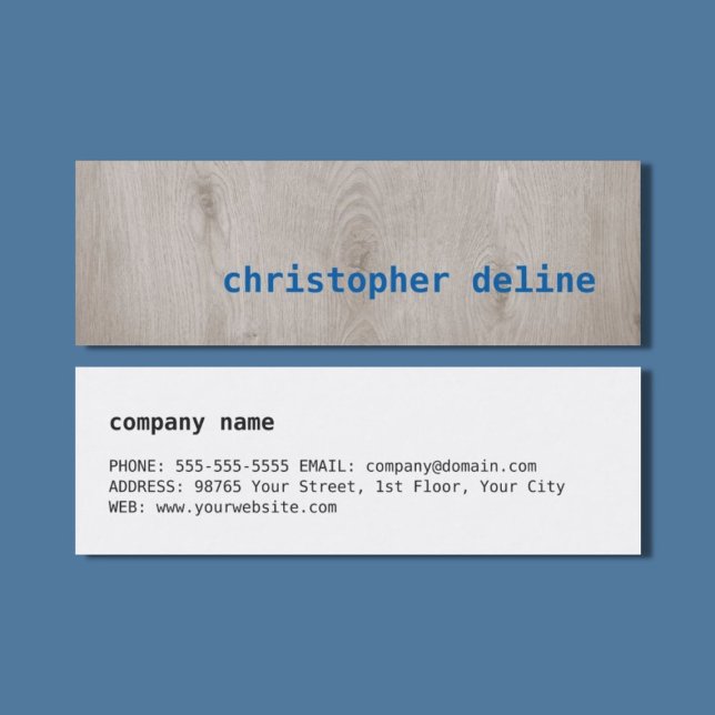 Modern Cool Wooden Blue Consultant Mini Business Card (Creator Uploaded)