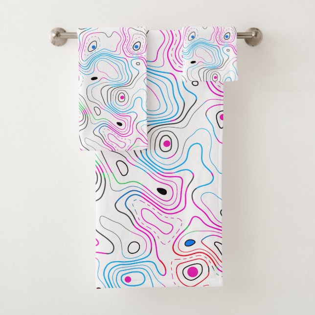 Modern cool woodgrain pattern bath towel set (Insitu)