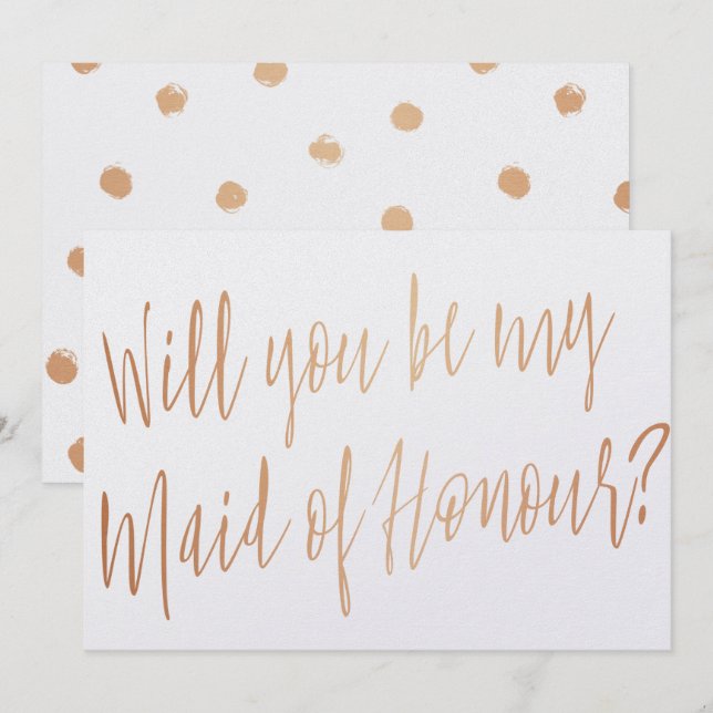 Modern Cooper "Will you be my maid of honor" Invitation (Front/Back)