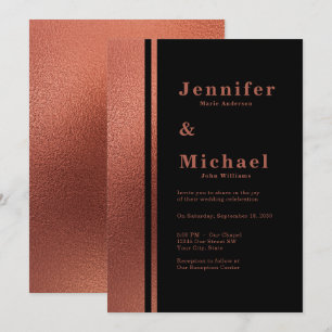 Modern Copper & Black Elegant Wedding Invitation