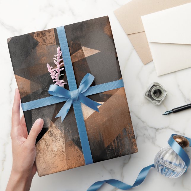 Modern Copper Bronze Shine Abstract Pattern Wrapping Paper (Gifting)