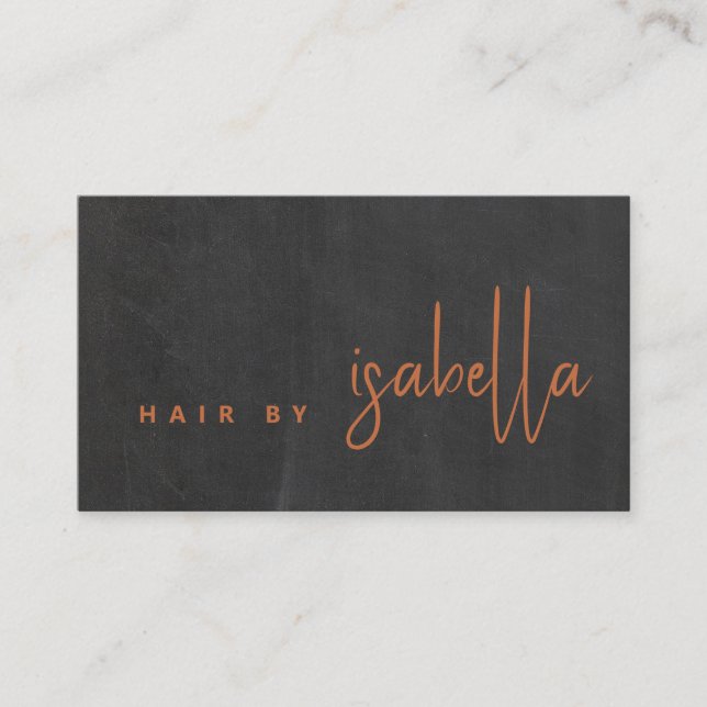 Modern Copper Hair Stylist Script Name Business Card (Front)
