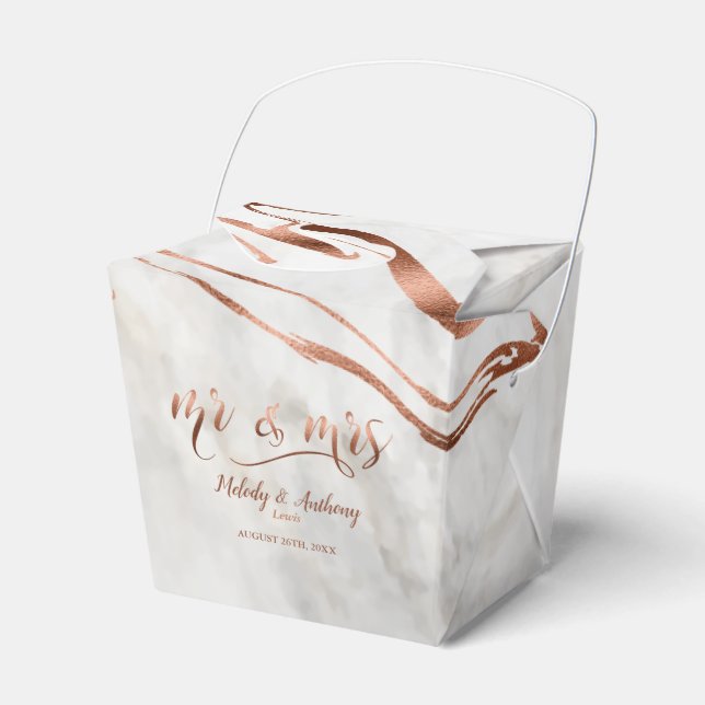 Modern Copper & Italian Marble Wedding Inspiration Favor Box (Front Side)