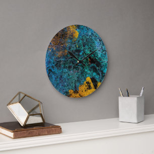 Modern Copper Metallic Blue Gold Large Clock