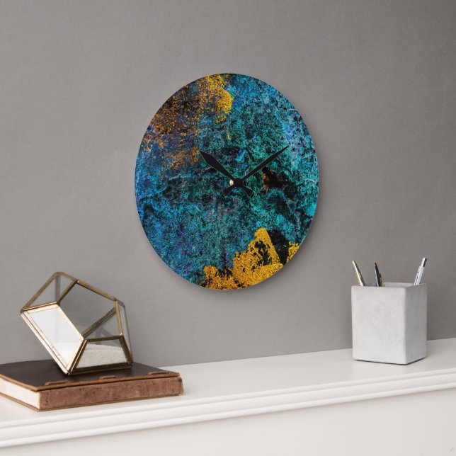 Modern Copper Metallic Blue Gold  Large Clock (Office)