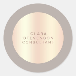 Modern copper rose gold & grey consultant classic round sticker