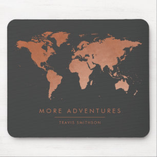 Modern Copper World Map Adventure Mouse Pad