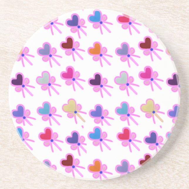 Modern Coquette Radiant Heart Bow Pattern  Coaster (Front)