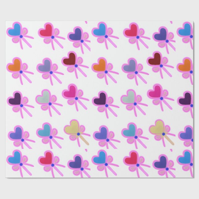 Modern Coquette Radiant Heart Bow Wrapping Paper (Flat)