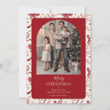 Modern Coquette red Bow custom photo Christmas