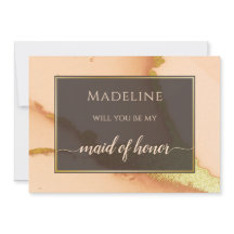 Modern Coral Abstract 💡 Inky Oil Wedding