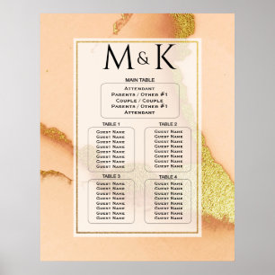 Modern Coral Abstract 💡 Inky Oil Wedding Poster