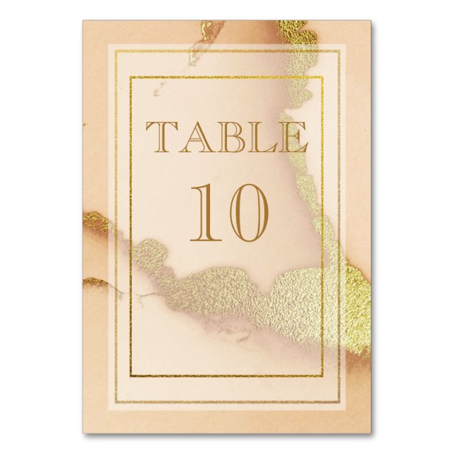Modern Coral Abstract 💡 Inky Oil Wedding  Table Number (Front)