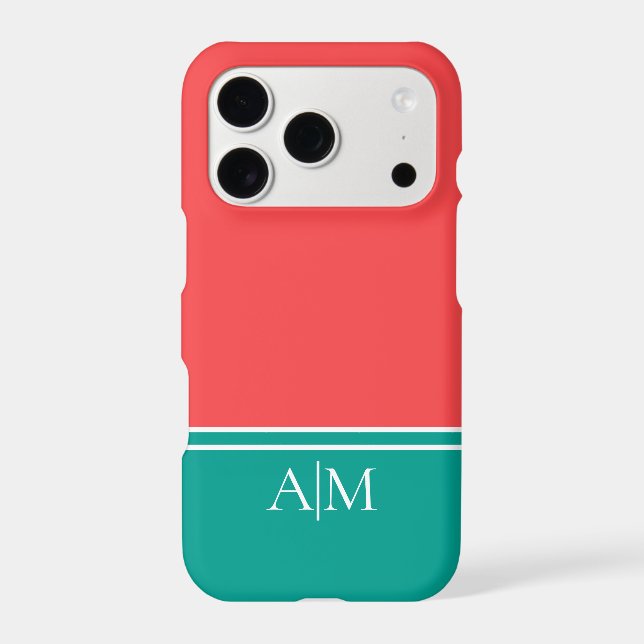 Modern Coral and Aquamarine Monogram (Back)