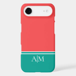Modern Coral and Aquamarine Monogram