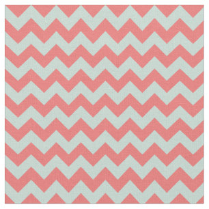Modern Coral and Mint Green Chevron Print Fabric