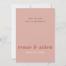 Modern Coral and Rust Save the date card