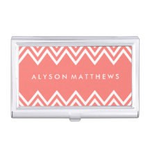 Modern Coral and White Chevron