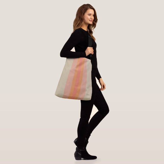 Modern Coral Beige Striped Crossbody Bag (On Model)