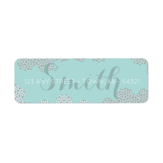 Modern Coral Bubbles Abstract Grey & Mint Return Address Label