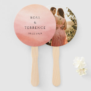 Modern Coral Coastal Chic Elegant Photo Wedding Hand Fan