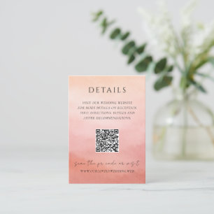 Modern Coral Coastal Chic Elegant QR Code Wedding Enclosure Card