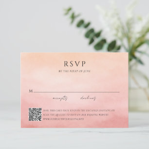 Modern Coral Coastal Chic Elegant QR Code Wedding RSVP Card