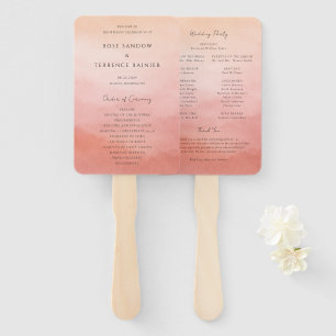 Modern Coral Coastal Chic Elegant Wedding Program Hand Fan