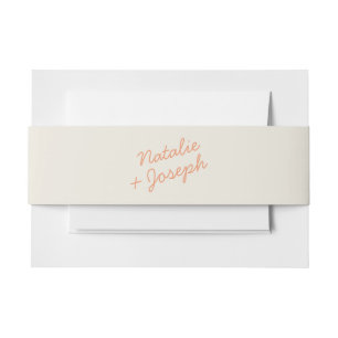 Modern Coral Cream Whimsical Summer Wedding  Invitation Belly Band