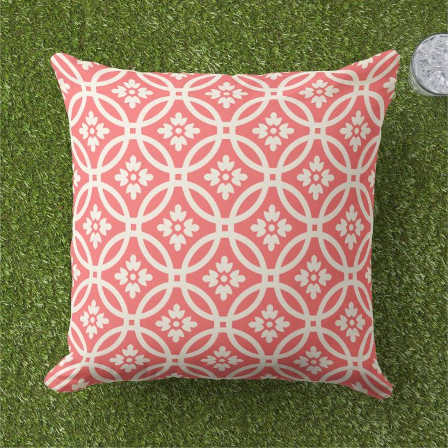 Modern Coral Floral Framework Pattern Throw Pillow (Grass)
