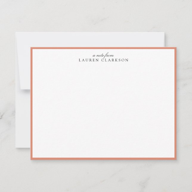 Modern Coral Frame Personalized Note Card (Front)
