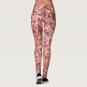 Modern Coral Glitter Sparkle Pattern Customized Leggings