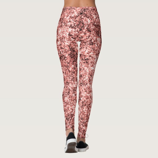 Modern Coral Glitter Sparkle Pattern Customized Leggings (Back)