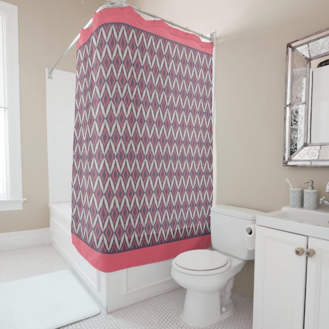 Modern Coral Grey Ikat Pattern (In Situ)