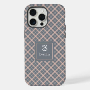 Modern Coral Grey iPhone Case Chic Name Organizer