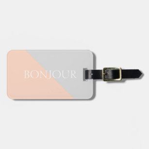 Modern Coral Grey Personalized Luggage Tag