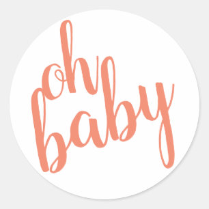 Modern Coral Oh Baby Sticker