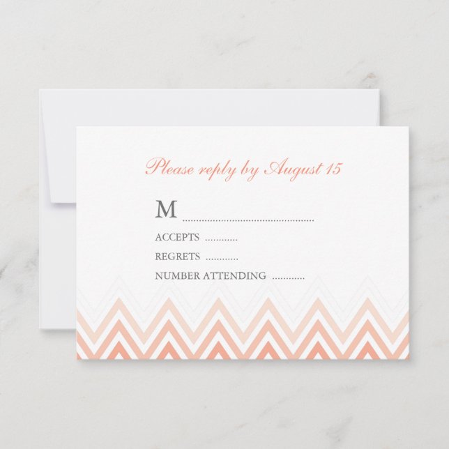 Modern Coral Ombre Chevrons Response Cards (Front)