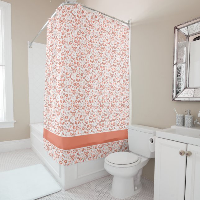 Modern Coral Peach Tropical Floral Pattern (In Situ)