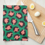 Modern Coral Pink Black Green Leopard Animal Print Kitchen Towel<br><div class="desc">This modern and trendy pattern is perfect for the stylish fashionista. It features a hand-drawn coral pink, black, and bright green safari animal print. It's elegant, cool, artsy, and unique. ***IMPORTANT DESIGN NOTE: For any custom design request such as matching product requests, colour changes, placement changes, or any other change...</div>