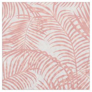Modern coral pink faux glitter elegant palm tree fabric