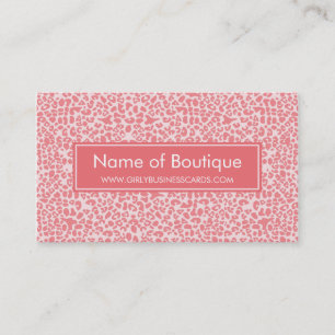 Modern Coral Pink Leopard Print Boutique Business Card